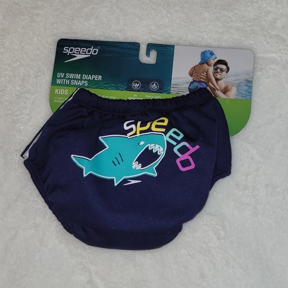Speedo Swim Nwt Speedo Uv 5 Swim Diaper With Snaps Kids M Navy Blue